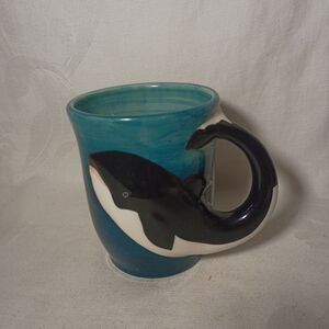 Vintage Killer Whale Drinking Mug Australian Hand Painted For Seaworld